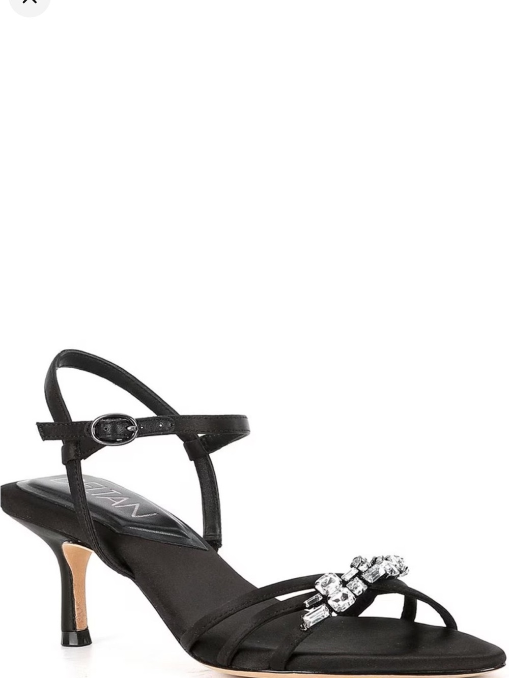 Deltan Aria Satin Jewel Ornament Dress Sandals Sz 8.5M Black NWOB